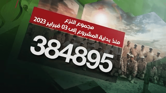 مسام ينزع 384.895 لغماً مسام ينزع 384.895 لغماً وذخيرة غير منفجرة وعبوة ناسفة