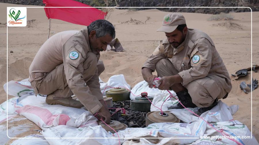 مسام ينفذ عملية إتلاف وتفجير لكميات من الذخائر في مأرب