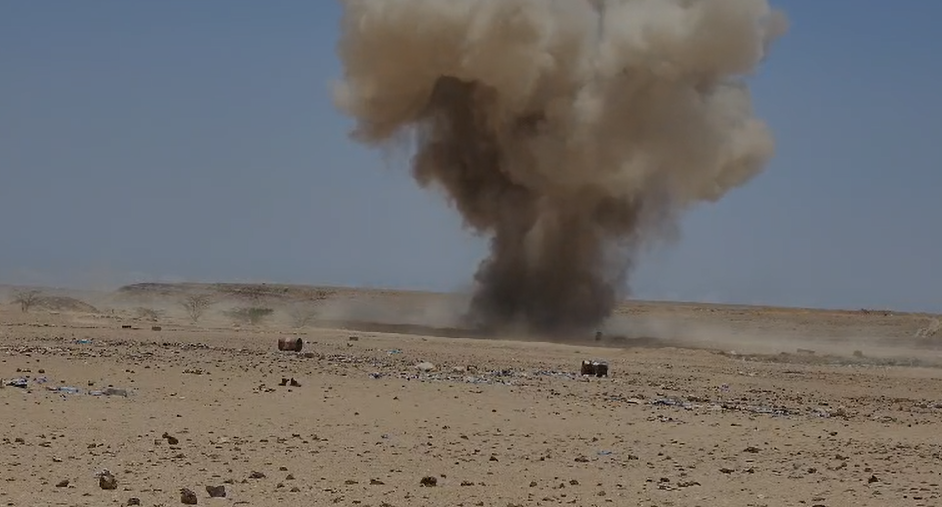 مشروع «مسام» يتلف 1696 قطعة من المخلفات الحربية في مديرية غيل بن يمين